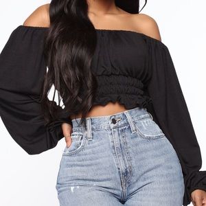 Black fashion nova off shoulder crop top